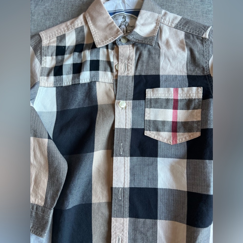 Burberry Kids Checkered Button Down Shirt - Black, White, Pink